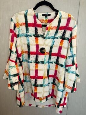 Lior Paris Topper Cardigan Shirt Size L Artsy Flowy Statement Maximalist Boho